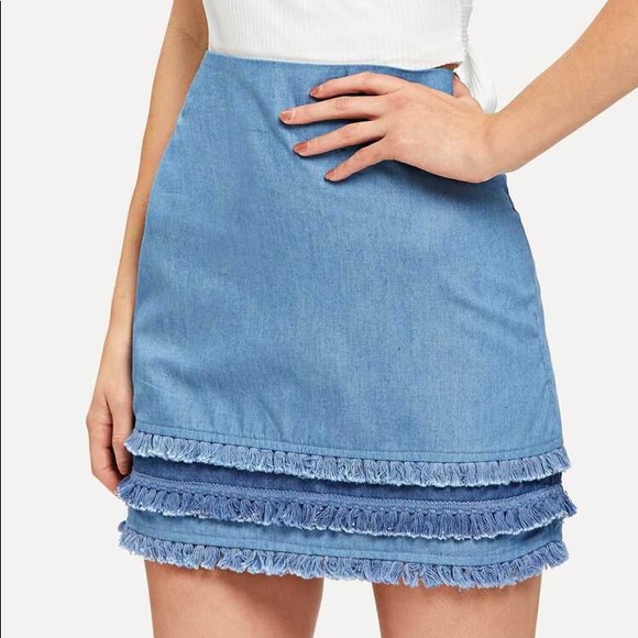 SHEIN Dresses & Skirts - Shein blue chambray skirt